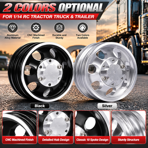 RCXAZ 2 pièces Jantes en alliage d'aluminium à <span class=keywords><strong>10</strong></span> rayons pour <span class=keywords><strong>camion</strong></span> tracteur RC <span class=keywords><strong>Tamiya</strong></span> <span class=keywords><strong>1</strong></span>/14, pièces de mise à niveau pour modèle réduit - Product Image 1