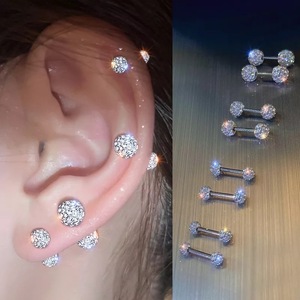 2025 recién llegado de alta calidad 925 Plata Cristal Diamantes de imitación cuentas de arcilla Bola de discoteca 3mm/4mm/6mm pendientes de tuerca - Product Image 4