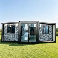 Maison conteneur modulaire préfabriquée extensible à double aile de 20/40 pieds, étanche et isolée, pour le marché australien