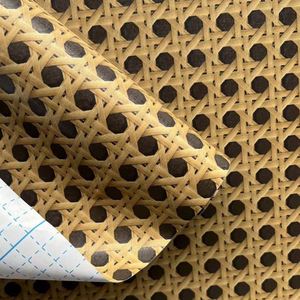 Papier peint PVC 3D nid d'abeille, imitation bambou chinois tissé, décoration rétro en tapis de bambou, papier peint auto-adhésif pour porche - Product Image 1