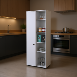 Armario de Cocina Blanco de 1 Puerta con Estantes para Almacenamiento de Alimentos y Organización de Contenedores - Product Image 2