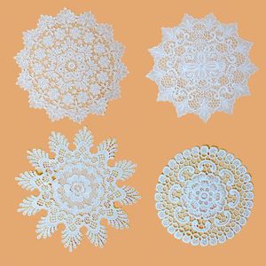 Ethnic Style <b>Round</b> Lace Embroidered Polyester Heat Resistant Non Slip Washable <b>Table</b> Dining Placemat Mat Set - Product Image 5
