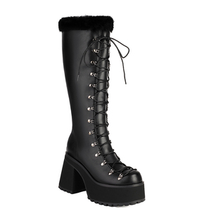 ביצי בנות ביקר נעלי הליכה בסגנון נשים פלטפורמה ברך מגפיים גבוהים patchwork תחרה מגפיים נעלי lolita לבן פרווה מגפיים ארוכים - Product Image 2