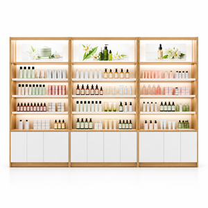 Station de maquillage avec miroir, vitrine de présentation de cosmétiques, mobilier de salon de beauté, aménagement de boutique sur mesure - Product Image 1