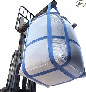 Heavy Duty Woven <b>Polypropylene</b> Bulk <b>Bags</b> with Double Lifting Loops, Duffle Top and Reinforced X-shaped Flat Bottom Support - Product Image 1