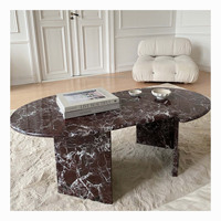 Ensemble de table basse en marbre Rosso Levanto, nouveau design, pierre naturelle, meubles de salon, table basse en marbre, table basse à thé