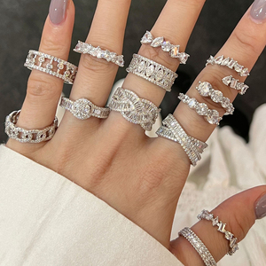 S925 argent Sterling plaqué platine taille brillant diamants de laboratoire pavé réglage à la mode anniversaire bague pour femme cent Original - Product Image 3