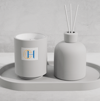 Vente en gros Récipient en céramique blanche huile essentielle ciment personnalisé luxe bougie parfumée pot diffuseur roseau ensemble