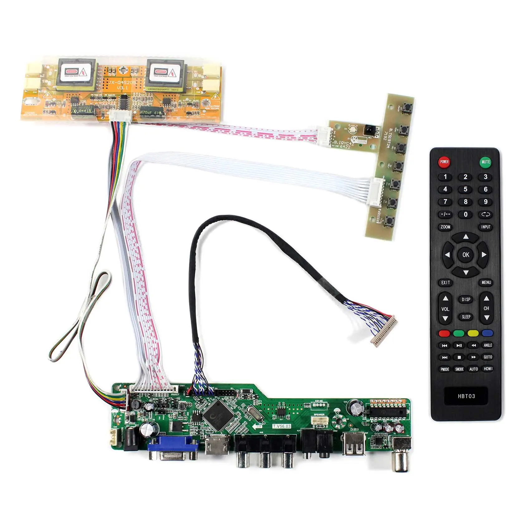 Carte mère HD MI VGA AV USB RF LCD Carte contrôleur TV universelle TV56.03 pour écran lcd 15 pouces 1024X768