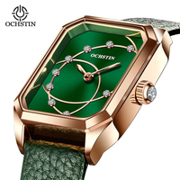 Montre à quartz OCHSTIN Citizen Movement avec bracelet en cuir véritable, cadran en verre, petite montre élégante et décontractée, cadeau pour femme