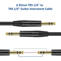Câble Instrumental Guitare Xput TRS 6,35 mm, Jack Stéréo Mâle 6,35 mm (1/4 Pouce) vers Jack, Câble de Guitare 5FT 10FT 20FT 30FT 50FT