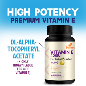 Solilan 180mg <span class=keywords><strong>Vitamin</strong></span> <span class=keywords><strong>E</strong></span> Minyak Zaitun Kapsul Lunak 60 Buah Perlindungan Radikal Bebas Dukungan Antioksidan Suplemen Makanan untuk - Product Image 2