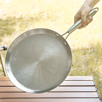 Poêle à frire moderne haut de gamme en titane 3 couches 8'' - Texture martelée Lotus, revêtement antiadhésif physique, couvercle en verre, compatible gaz et induction
