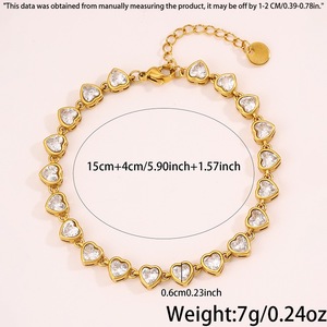 Impermeabile 18K oro placcato in acciaio inox catena da <span class=keywords><strong>Tennis</strong></span> bracciale da donna <span class=keywords><strong>di</strong></span> lusso cuore con zircone cubico <span class=keywords><strong>gioielli</strong></span> regalo <span class=keywords><strong>di</strong></span> compleanno - Product Image 6