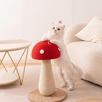 Jolie griffoir et perchoir 2-en-1 en forme de champignon, en corde de sisal naturelle, écologique et durable, pour chats d'intérieur