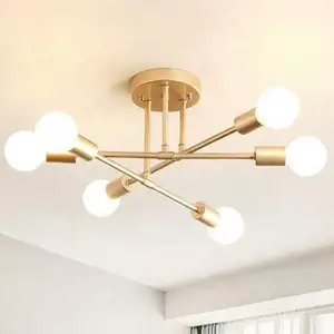 Lámpara de techo nórdica simple para sala de estar, comedor, estudio de arte del hierro americano, lámpara de dormitorio, candelabro creativo