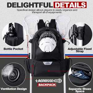 Bolsa de Lacrosse Multifuncional de Gran Capacidad, Mochila Deportiva Impermeable para Exteriores, Bolsa de Poliéster para Hockey sobre Hielo y Béisbol - Product Image 5