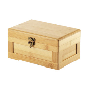 Wooden <b>Jewelry</b> <b>Box</b> Rectangle Solid Wood Storage <b>Box</b> <b>With</b> <b>Lock</b> Simple Style For Gift Packaging - Product Image 1