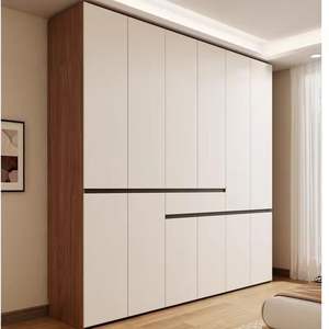 Moderne minimalist ische Garderobe Schlafzimmer Wohn möbel Custom ized Sperrholz <span class=keywords><strong>PET</strong></span> OSB Weiß 6 Tür Holz Kleider schrank - Product Image 2