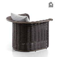 Fauteuil de loisirs minimaliste en rotin tressé résistant aux intempéries, fauteuil évasé incurvé pour villa, patio, hôtel, balcon, cour