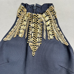 <span class=keywords><strong>C3750</strong></span> Migugarment Nouvelle robe bandage de luxe de créateur Robe de soirée club de soirée dos nu avec broderie en strass dorés longueur de plancher - Product Image 6