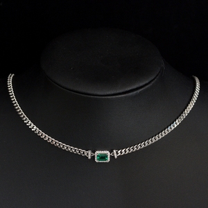 Collier ajustable en argent pur avec pendentif <span class=keywords><strong>émeraude</strong></span> rectangulaire 5*7 de 1 carat, modèle 2026, de la fabrique de bijoux MUSHAN - Product Image 4
