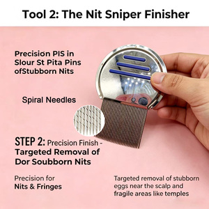 Juego de 4 Peines para Piojos de Acero Inoxidable - Peines de Doble Cara para Eliminar <span class=keywords><strong>Pulgas</strong></span> y Huevos de Piojo, Peines de Dientes Finos para el Cuidado del Cabello de Niños y Mascotas - Product Image 3