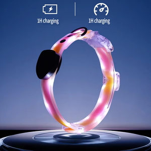 Ensemble collier et laisse pour chien SHIELD HOUND 3 Type LED, luxe, tendance, rechargeable, nylon, entraînement nocturne, fermeture à boucle, motif géométrique - Product Image 4
