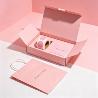 Boîtes d'expédition en papier ondulé rose personnalisées pour l'emballage, boîtes d'expédition personnalisées imprimées avec fermeture éclair, emballage avec logo