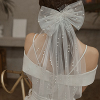 LUOXIN Nouveaux Accessoires pour Cheveux Courts Tulle Doux Mariage Perle Voile de Cheveux de Mariée