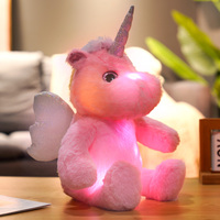 Jouet en peluche créatif Kawaii, licorne assise brillante colorée scintillante ailes d'ange jouet en peluche LED cadeau de noël