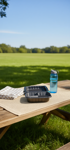 Contenitore per Pranzo Moderno in PP Nero con Coperchio, 8x8, Adatto al Microonde, con 3 Scomparti - Product Image 2