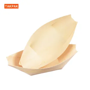 Biodegradable Disposable Wooden Mini Bamboo Sushi Boat Food Tray An appetizer For Kitchen