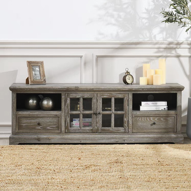 Factory Direct Sale American and French Style Retro Solid Wood TV Cabinet Storage Cabinet Living Room Organizer Customizable