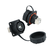 Connecteur femelle droit Lshitech M21 rond TYPE-B2.0 à bride carrée, connecteur USB de qualité industrielle pour transmission directe