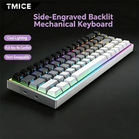 Clavier mécanique de jeu avec touches PBT imprimées sur le côté, remplaçables à chaud, 61 touches, taille standard, rétroéclairage LED, USB-C, pavé tactile programmable