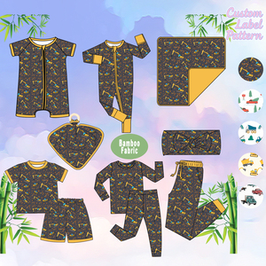 Bộ đồ ngủ liền thân có khóa kéo cho bé, chất liệu 95% tre, tay dài, đồ ngủ trẻ em - Product Image 1
