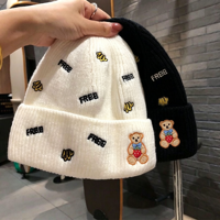 Nouvel arrivage Chapeau d'hiver en tissu tricoté mignon et joli motif personnalisé coloré, chaud et confortable