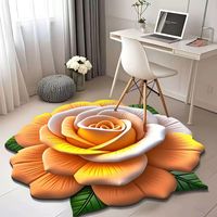 Tapis de Sol Absorbant et Antidérapant à Fleurs 3D pour Salon - Ensemble de Tapis