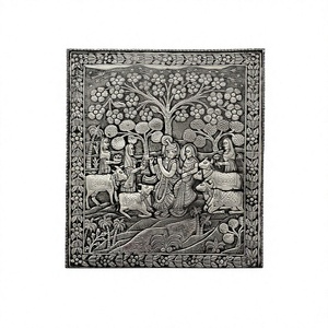 Grande sculpture fine Radha Krishna, peinture d'art sacré pour jardin - Product Image 1