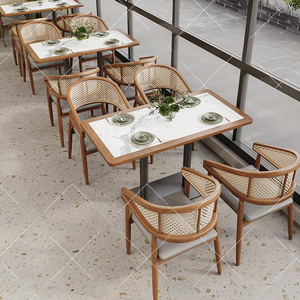 Nội thất nhà hàng phong cách sang trọng nhẹ nhàng, phục vụ nhà hàng trà, nhà hàng kiểu Tây, ghế sofa, bàn và ghế kết hợp - Product Image 5