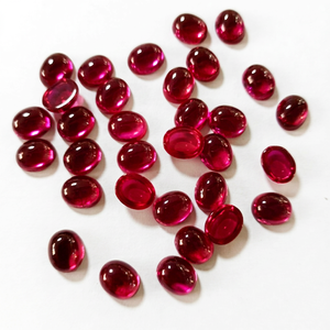 Prix d'usine # 5 pierres rouges rubis, cabochon, face plate, fond plat, ovale, pierres précieuses en vrac, corindon synthétique - Product Image 1