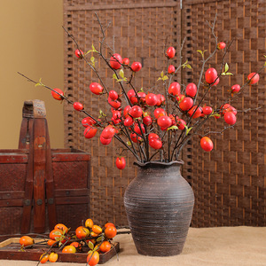 Ramillete Artificial de Caqui Ruilisi, Color Naranja Rojizo, Plástico, Decoración para el Hogar, Accesorio para Bodas, 12 Cabezas - Product Image 4