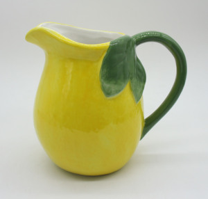 Grande carafe à jus <span class=keywords><strong>en</strong></span> céramique motif citron, <span class=keywords><strong>pot</strong></span> à eau <span class=keywords><strong>en</strong></span> porcelaine texturé fruits, poignée peinte à la main, écologique, compatible lave-vaisselle, 1L - Product Image 2