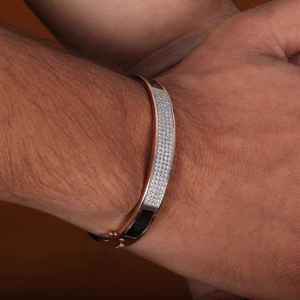 Moissanite Round Chain Link Bracelet Unisex 925 Sterling Silver Plated Hip Hop Style Trendy Jewelry Birthday Gift for <b>Men</b> - Product Image 3