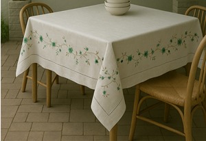 Mantel de Lino Azul con Diseño de Rosas Trepadoras |   Mantel de Lino 100% Natural de Primera Calidad, Ecológico y Reutilizable, con Elegante Diseño Floral de Rosas - Product Image 3