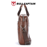 BULLCAPTAIN - Maletín de Negocios de Cuero Genuino de Lujo, Gran Capacidad, Informal, para Hombre, de Alta Gama, para Viajes, Simple, para Computadora