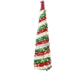 HIPIE High Quality Pop up Tinsel Slim PVC Pull-up Silver Christmas Tree for Indoor Home Decorations on Xmas Festival