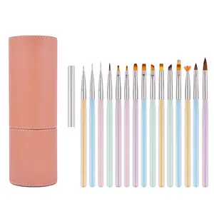 Conjunto de pincéis para arte em unhas, kit com pincéis multifuncionais com logotipo personalizado, para pintura de unhas artísticas, 15 peças de kits de ferramentas para cosméticos