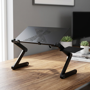 Adjustable Aluminum Alloy <b>Foldable</b> Laptop <b>Desk</b>-Eco-Friendly Durable Portable Computer Stand for Home Office & Hotel Use - Product Image 3